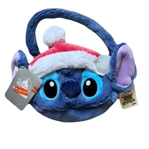 Disneyland Hong Kong Stitch Christmas Purse Blue and Pink Stuffed Animal Plush